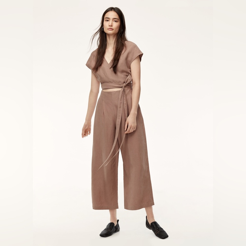 Aritzia Brax Wrap Jumpsuit Nutmet sz0